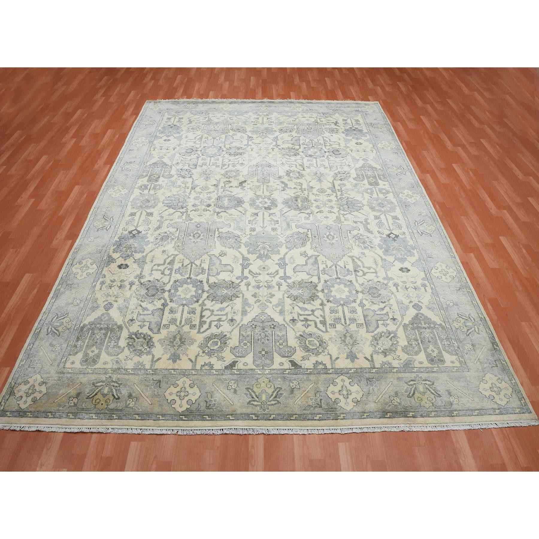 Oushak-And-Peshawar-Hand-Knotted-Rug-375960