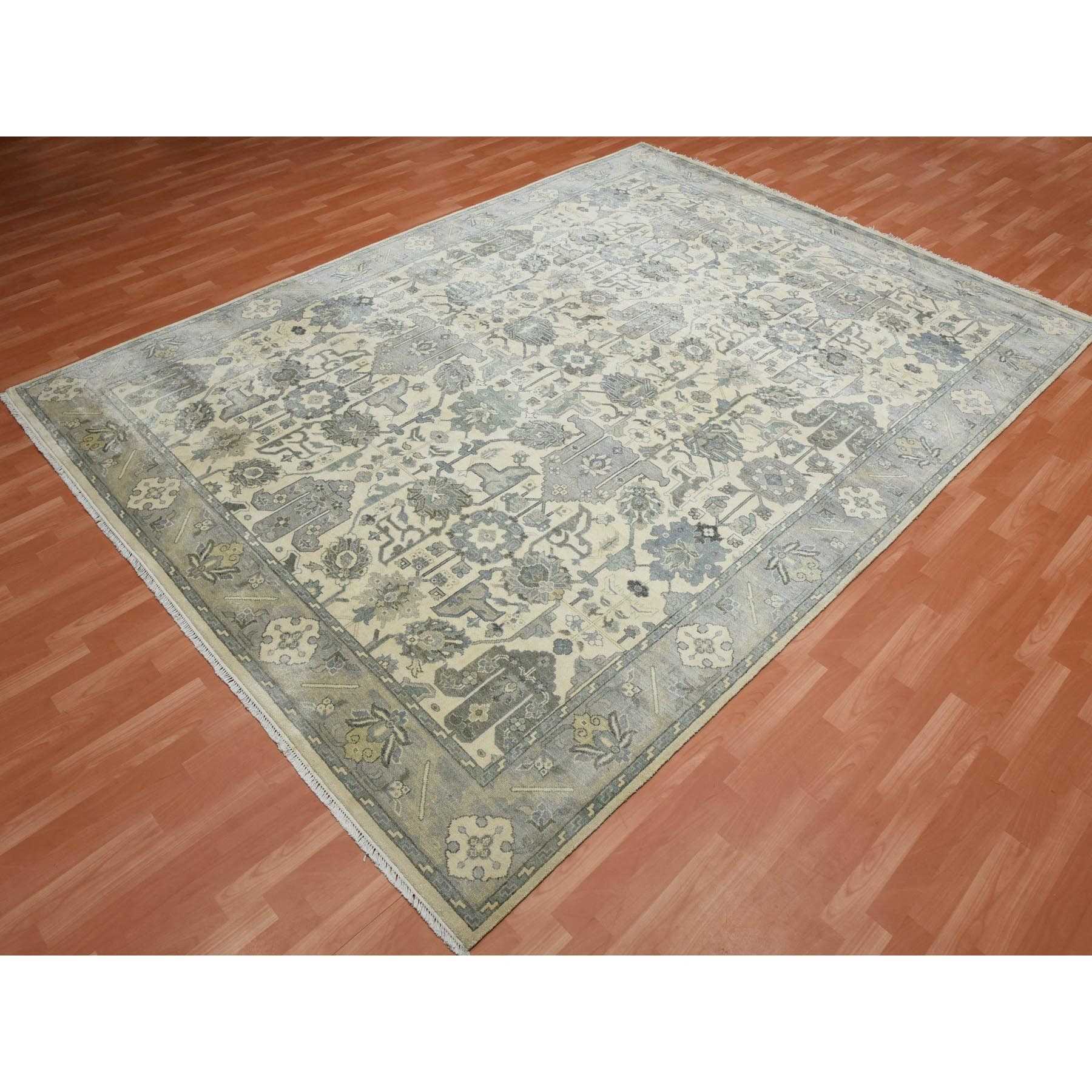 Oushak-And-Peshawar-Hand-Knotted-Rug-375960