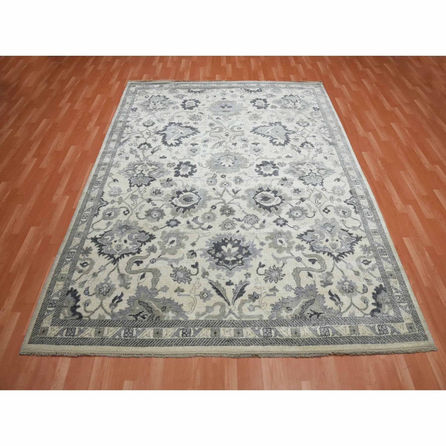 Oushak-And-Peshawar-Hand-Knotted-Rug-376035