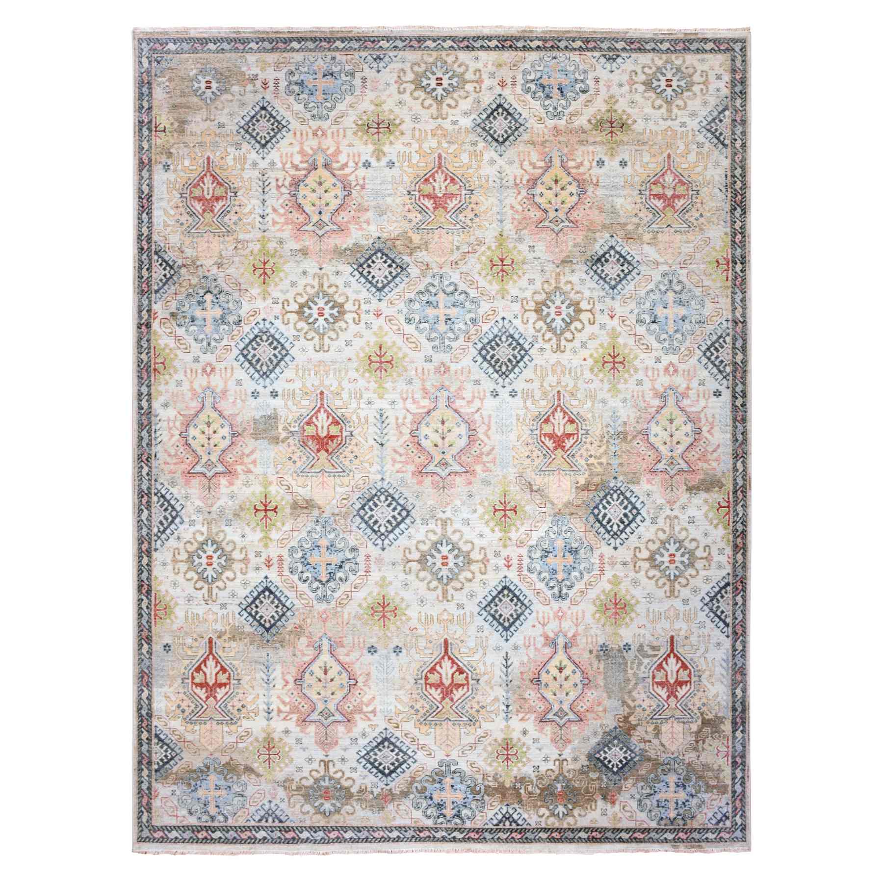 Oushak-And-Peshawar-Hand-Knotted-Rug-376610