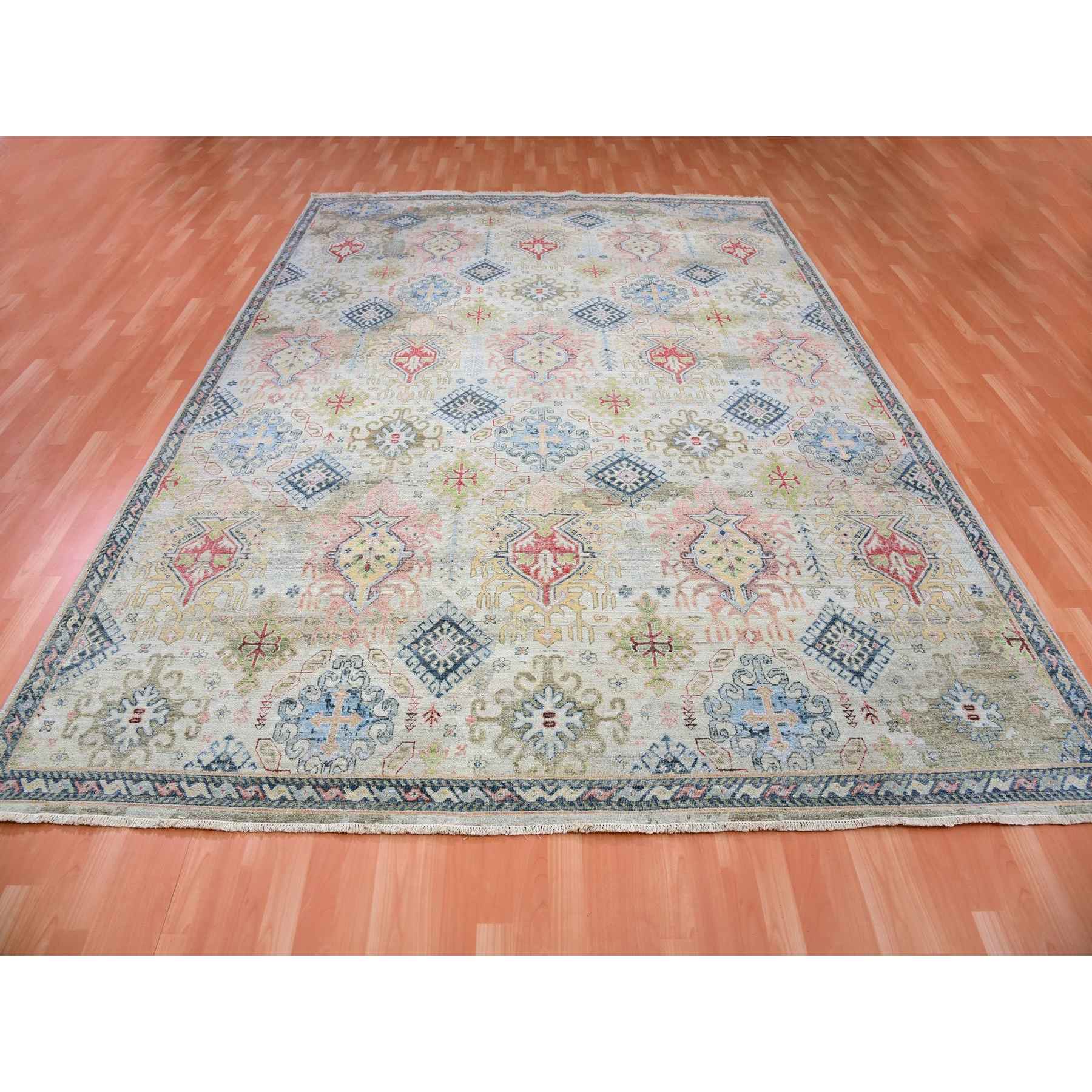 Oushak-And-Peshawar-Hand-Knotted-Rug-376610