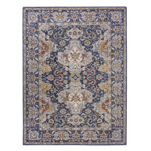 Beacon Blue, Polonasie Design, Antique Persian Isphahan Inspired, 100% Wool, Hand Knotted, Oriental 