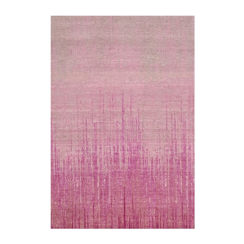 Hand Knotted Pink Vertical Ombre Design Natural Wool Oriental 