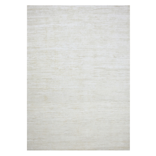Ivory, Hand Knotted Gabbeh Design, Hi-Low Pile Tone on Tone Silk with Textured Wool, Oriental 