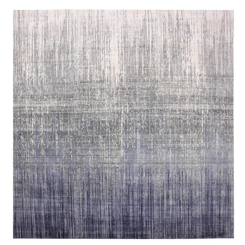 Blue-Gray Modern Ombre Design Hand Knotted Densely woven Pure Wool Square Oriental Rug
