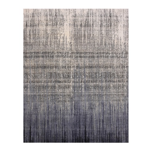 Blue-Gray Modern Ombre Design Densely Woven Hand Knotted Pure Wool Oriental Rug