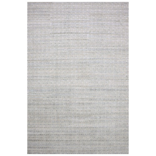 Silver Gray, Pure Silk and Textured Wool Hand Knotted, Modern Tone on Tone Repetitive Design, Oversized Oriental Rug