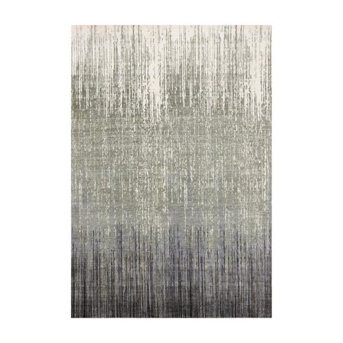 Gray and Blue, Modern Ombre Design Densely Woven, Pure Wool Hand Knotted, Oriental Rug