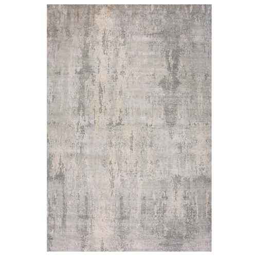 Revere Pewter Gray, Modern Abstract Design, Wool and Silk Hand Knotted, Oriental Oversized Rug