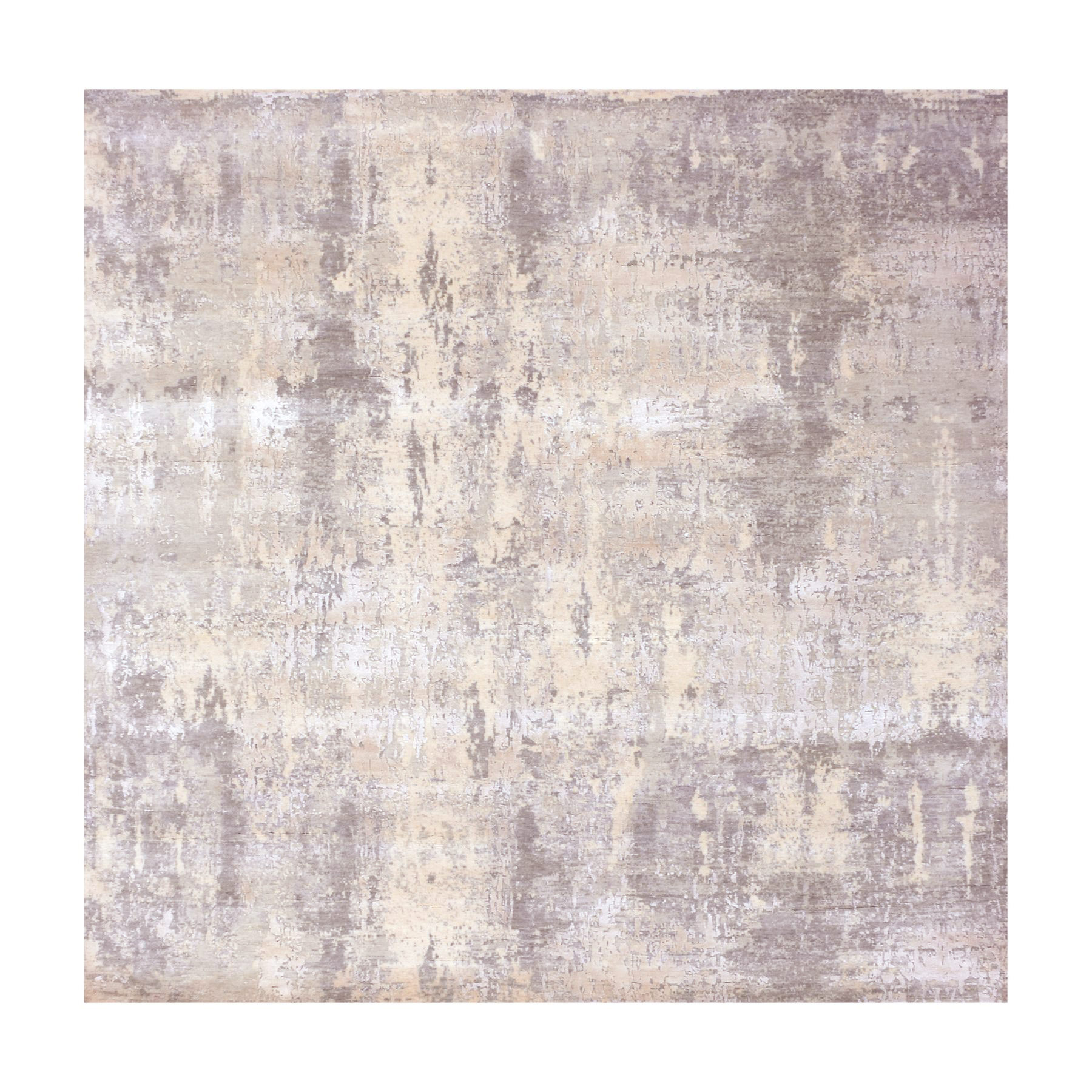 Nickel Gray With Mix Of Agreeable Gray, Soft To The Touch Pile, Hand Knotted, Modern and Abstract Design, Wool and Silk Oriental Square 