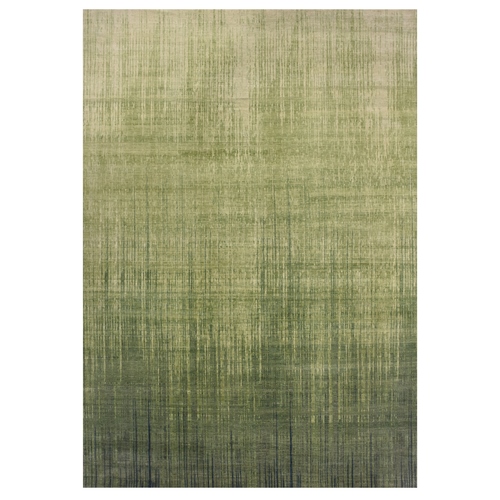 Herbal Green, Hand Knotted Vertical Ombre Design, Soft and Vibrant Wool, Oriental 