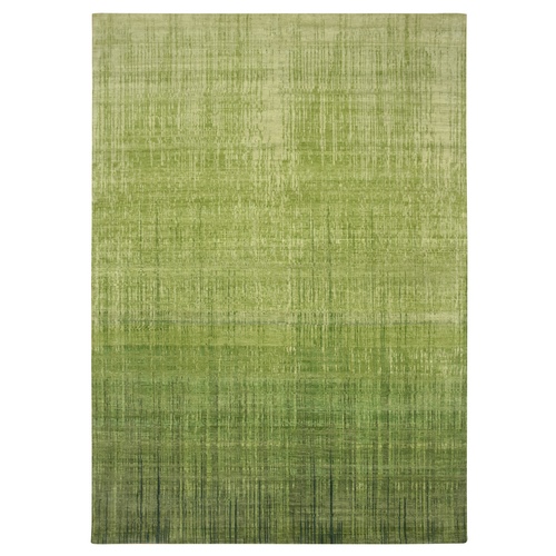 Moss Green, Vertical Ombre Design, Hand Knotted, Soft and Vibrant Wool, Oriental Rug