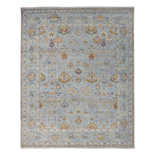 Mirage Gray, Sultanabad Reimagined, All Over Leaf Design, Zero Pile, Cropped Thin, 100% Wool, Hand Knotted, Oriental Rug