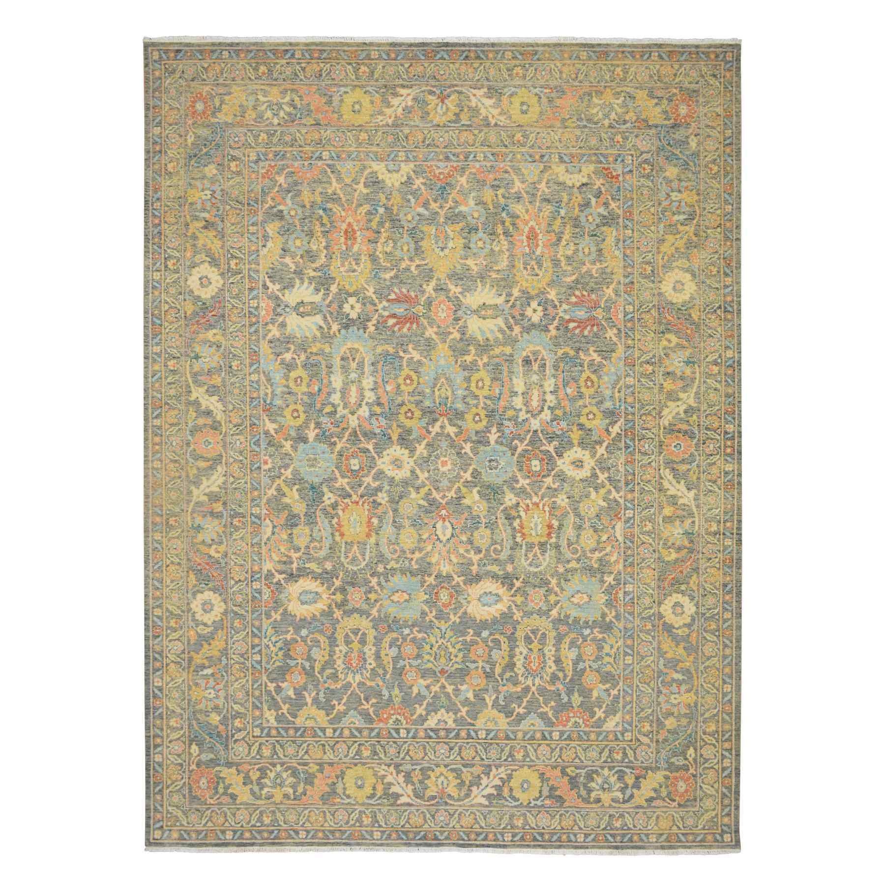 Oushak-And-Peshawar-Hand-Knotted-Rug-378180