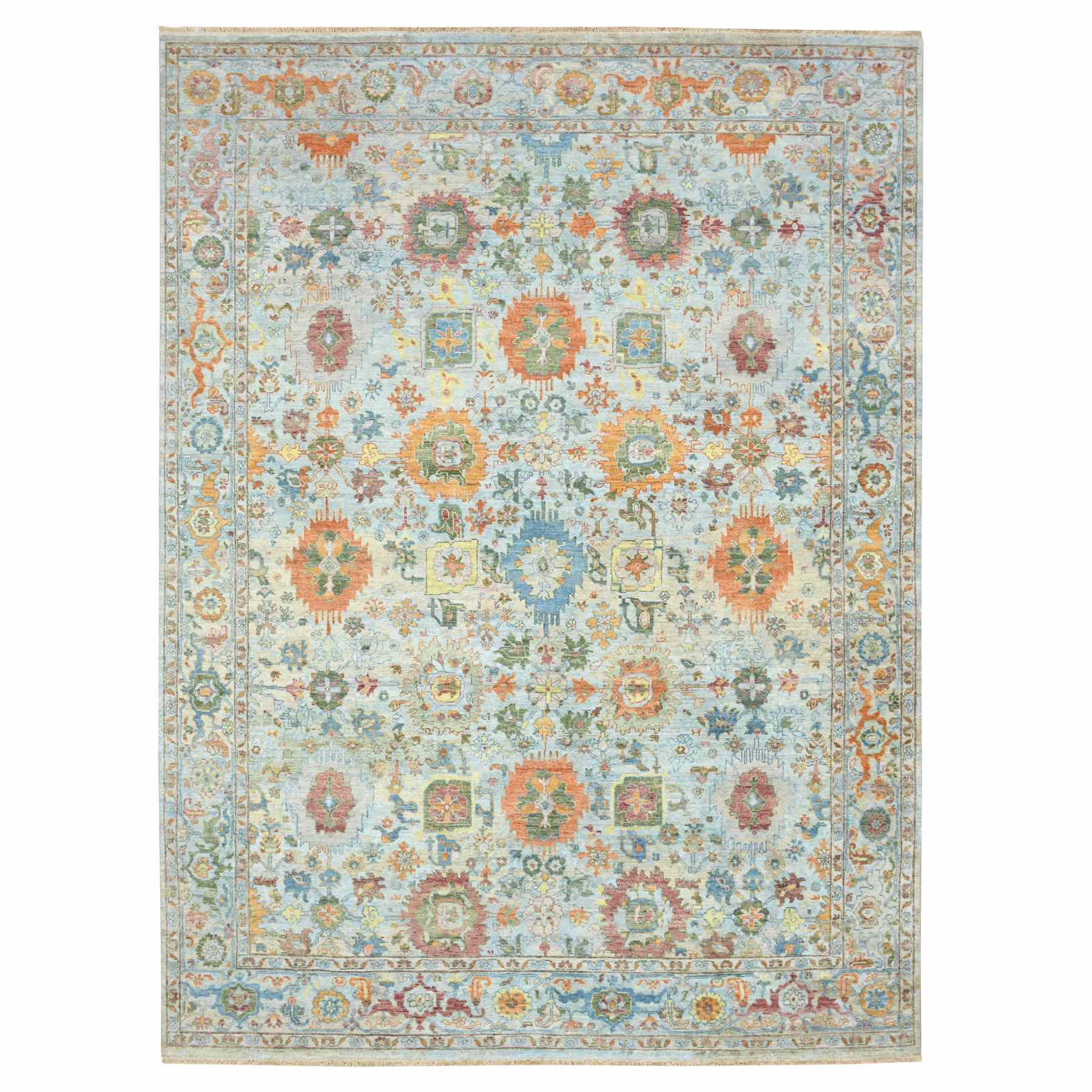 Oushak-And-Peshawar-Hand-Knotted-Rug-378970