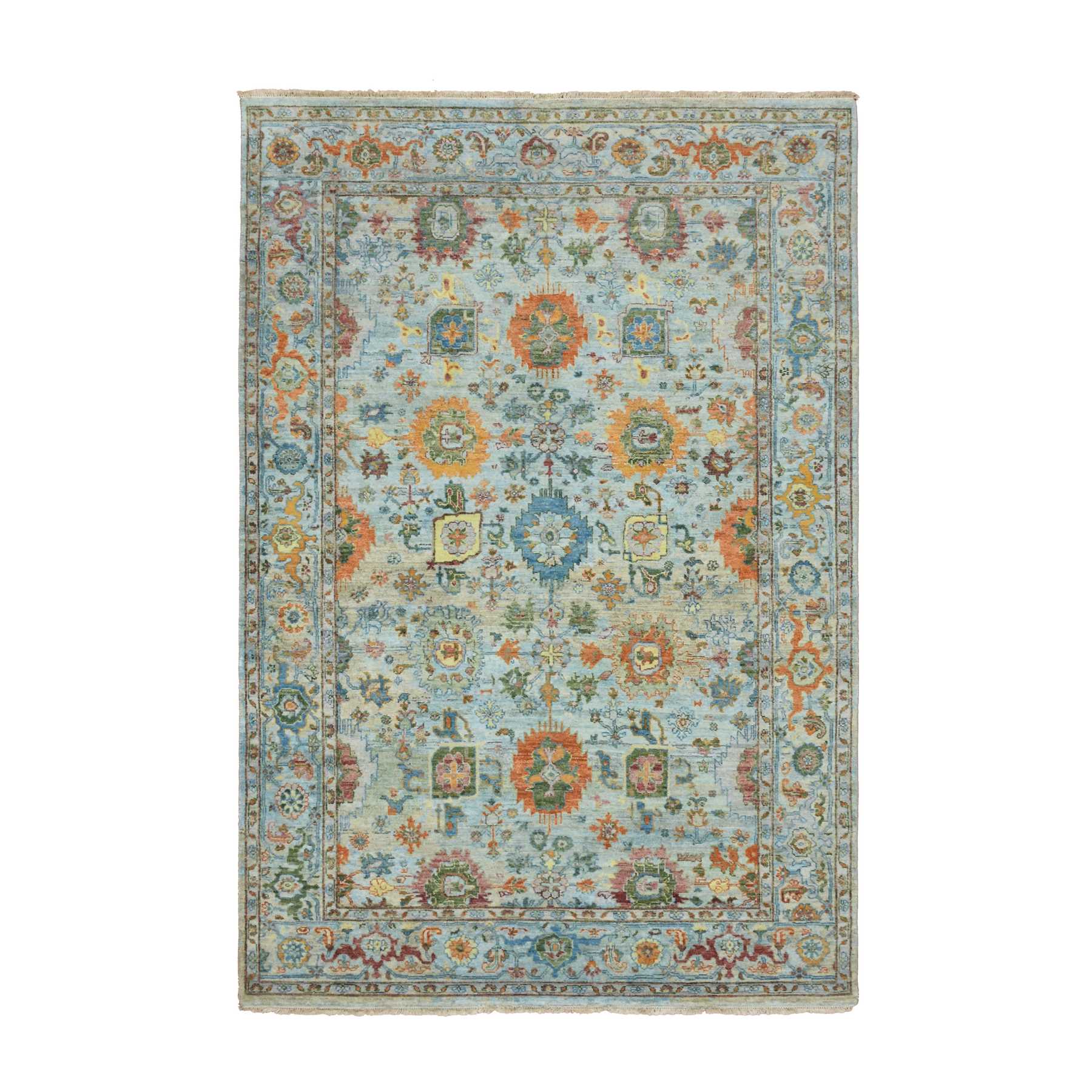 Oushak-And-Peshawar-Hand-Knotted-Rug-379010