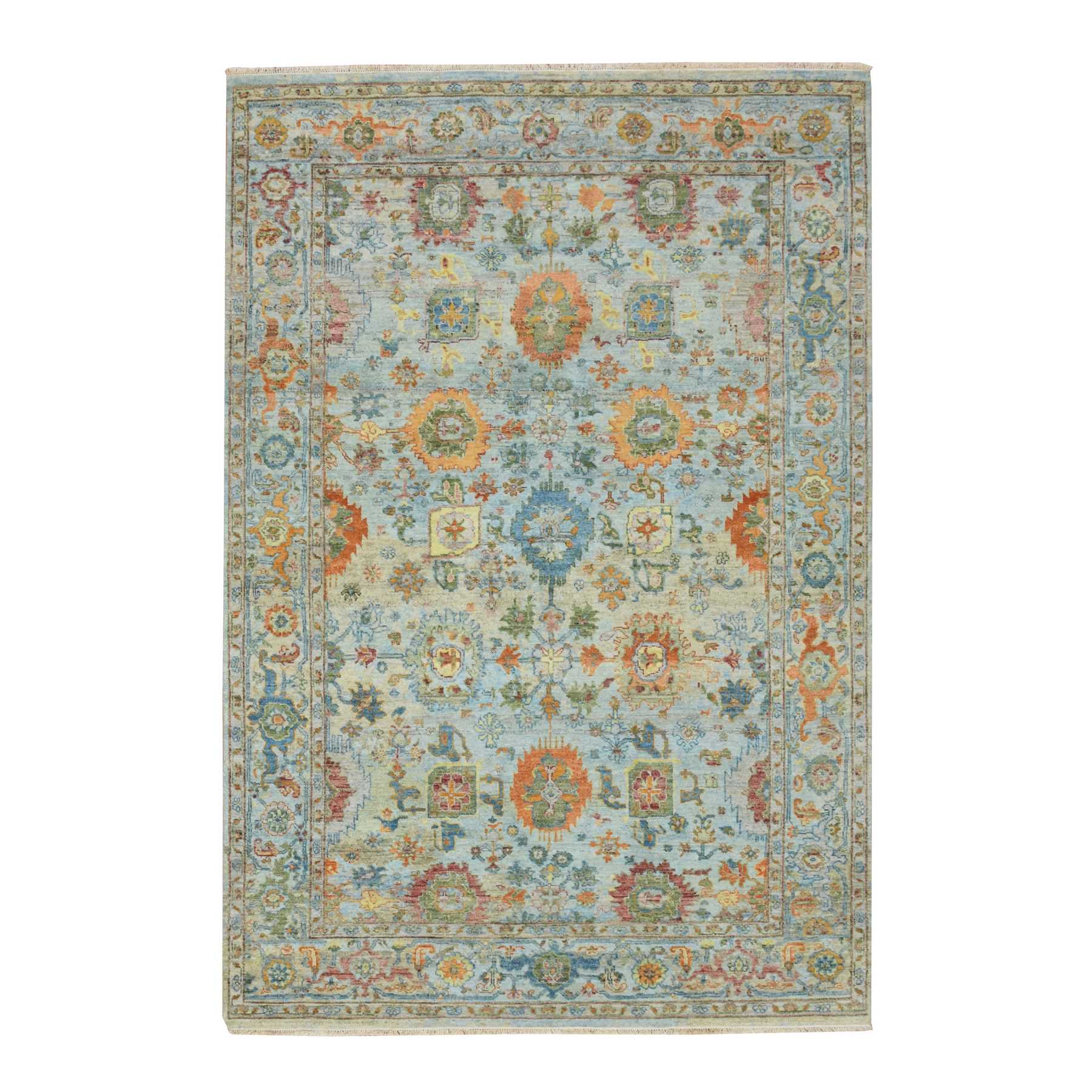 Oushak-And-Peshawar-Hand-Knotted-Rug-379015