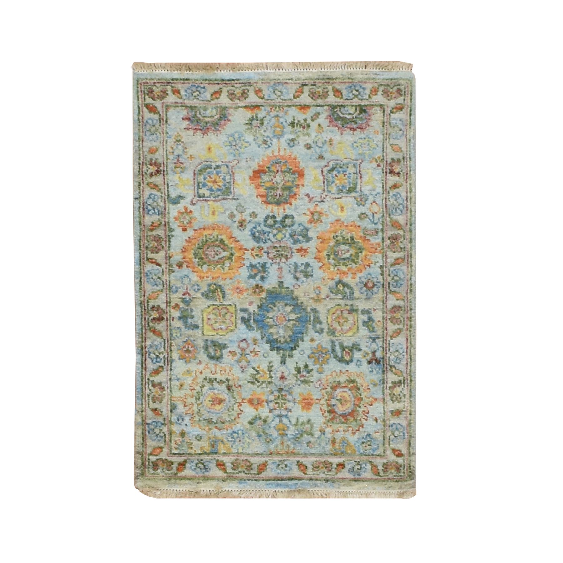 Oushak-And-Peshawar-Hand-Knotted-Rug-379095