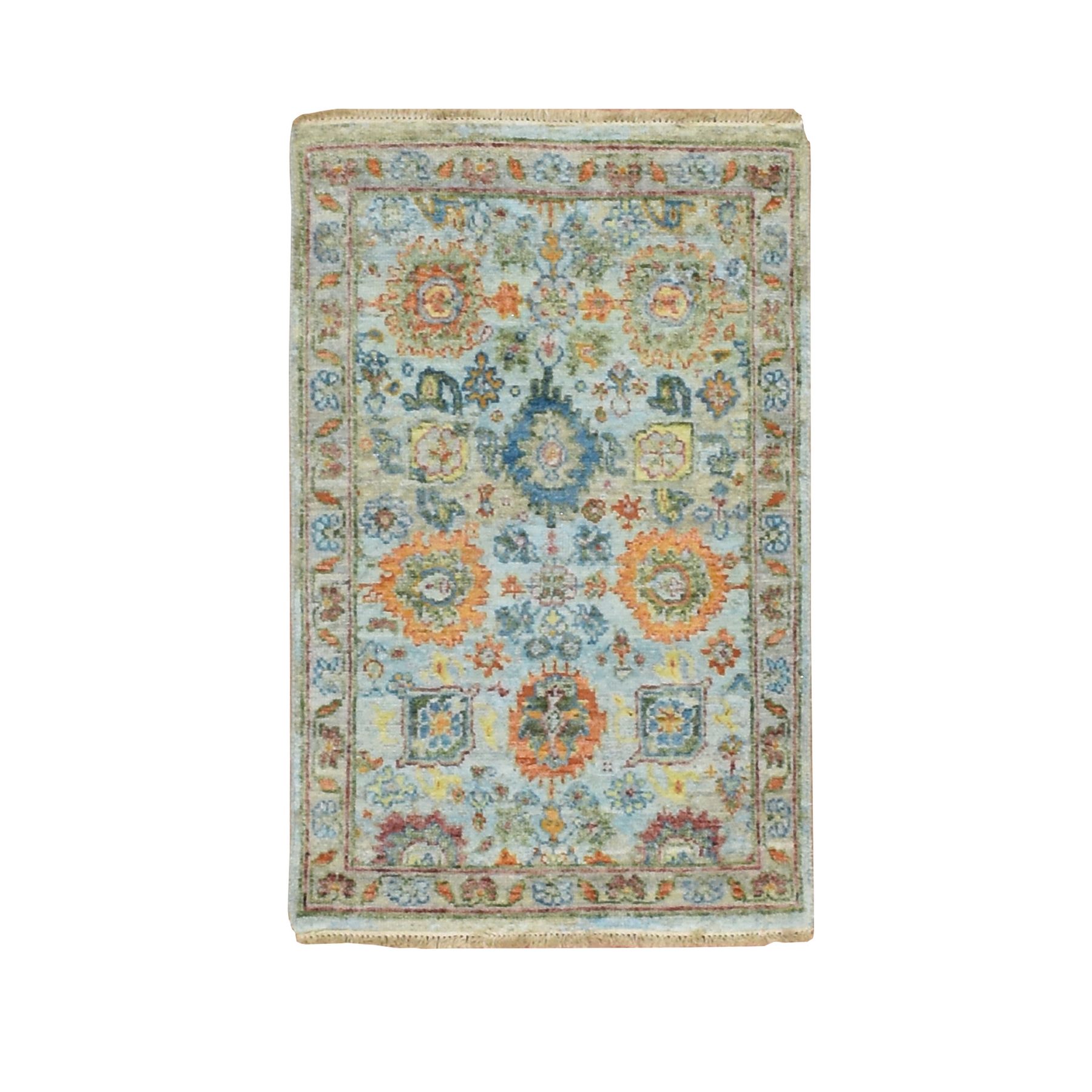 Oushak-And-Peshawar-Hand-Knotted-Rug-379105