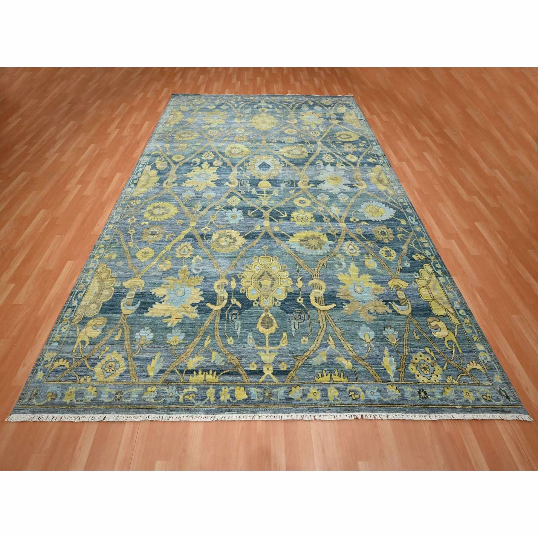 Oushak-And-Peshawar-Hand-Knotted-Rug-379325