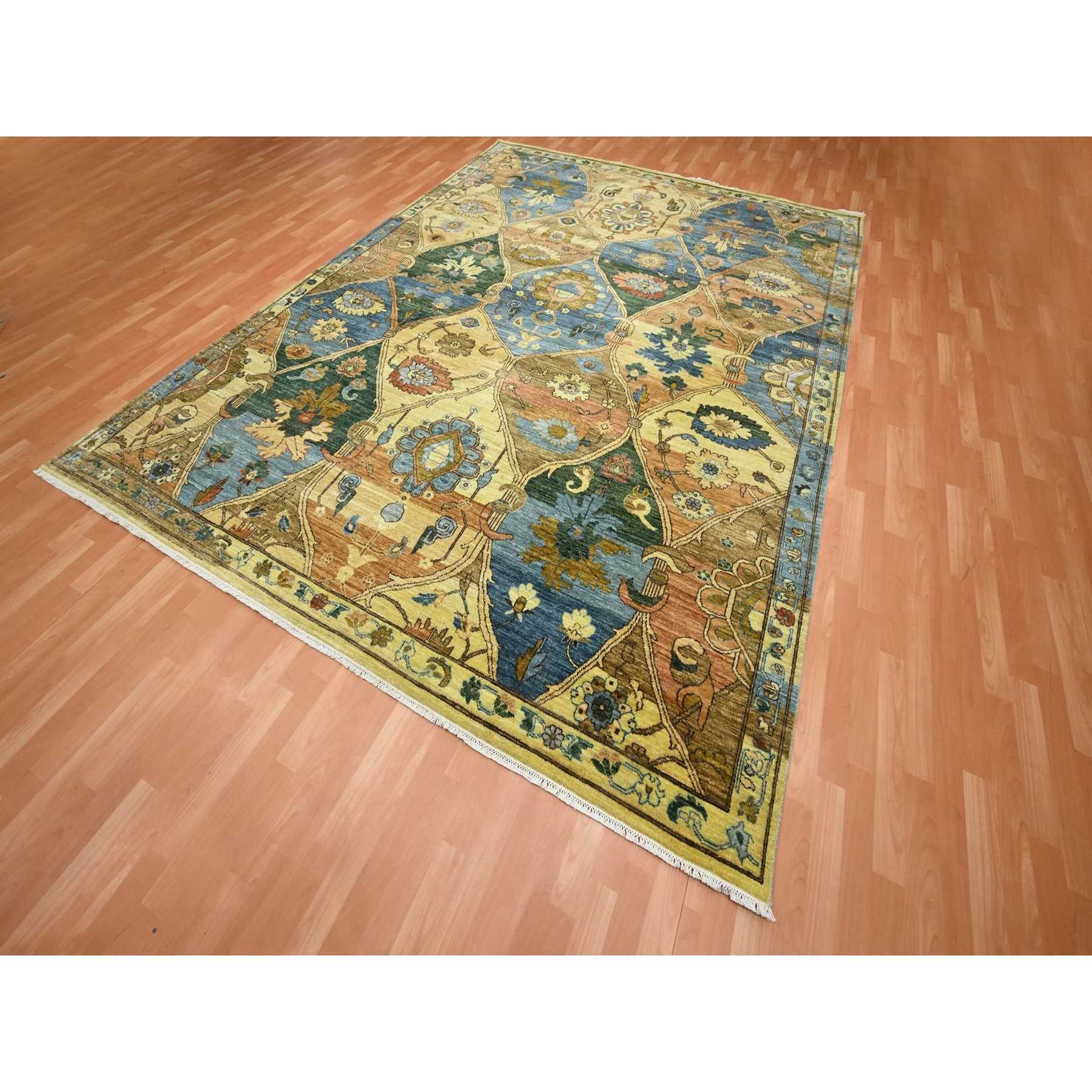 Oushak-And-Peshawar-Hand-Knotted-Rug-379345