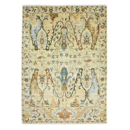 Beige, Bijar Garus Design, Pure Wool, Hand Knotted, Soft and Plush, Oriental 