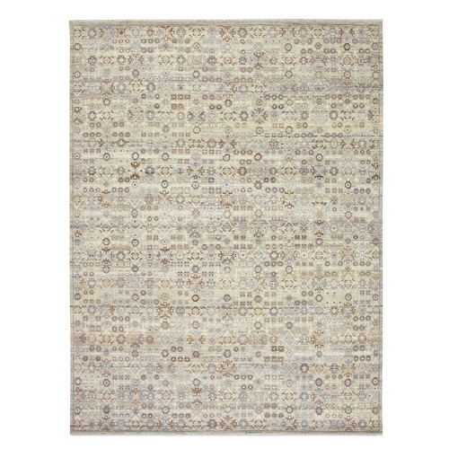 Beige, Mahi Herat Design, Erased and Broken Pattern, Vegetable Dyes, Pure Wool, Distinct Abrash, Hand Knotted, Oriental 