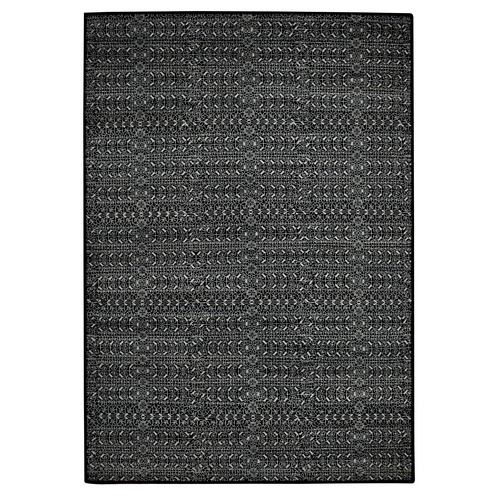 Ink Black, Wool and Silk, Repetitive Intricate Pattern, Tone on Tone, Hand Knotted, Oriental 