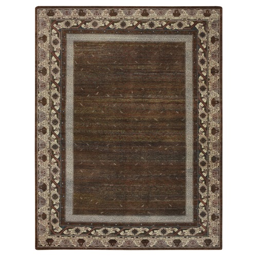 Shades of Brown, Khotan Influence All Over Intricate Design, Zero Pile, 100% Wool, Hand Knotted, Oriental 