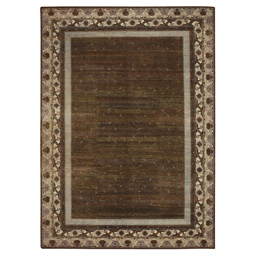 Shades of Brown, Khotan Influence All Over Intricate Design, Zero Pile, 100% Wool, Hand Knotted, Oriental 