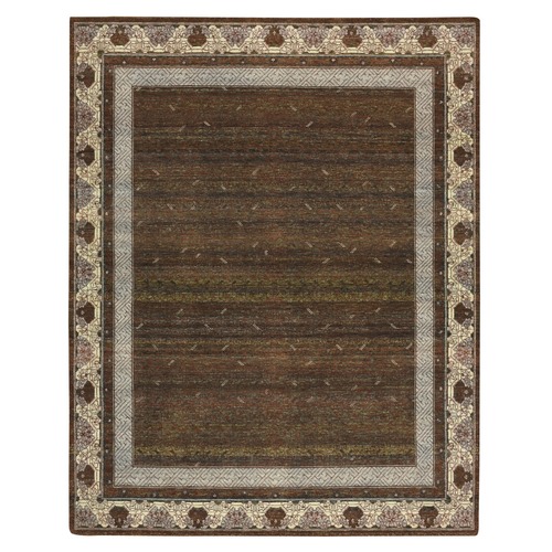 Shades of Brown, Khotan Influence All Over Intricate Design, Zero Pile, Hand Knotted, 100% Wool, Oriental 
