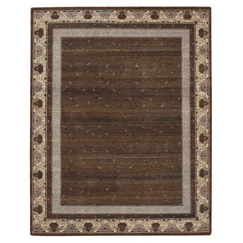 Shades of Brown, Zero Pile, Khotan Influence All Over Intricate Design, Hand Knotted, 100% Wool, Oriental 