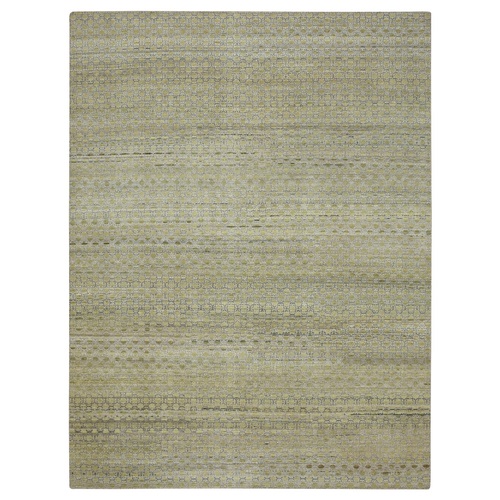 Sage Green, All Over Repetitive Khotan Design, Hand Knotted, Pure Wool, Thick and Plush, Oriental 