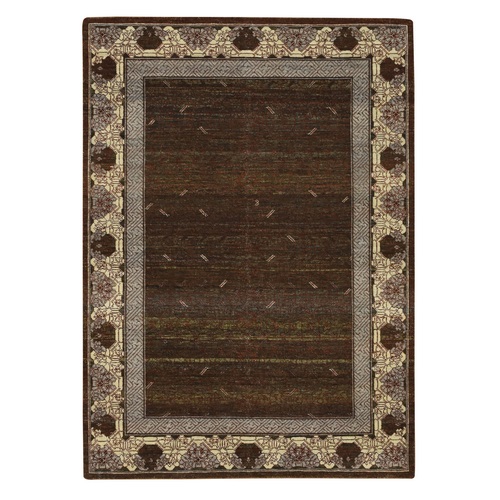 Shades of Brown, Khotan Influence All Over Intricate Design, Zero Pile, 100% Wool, Hand Knotted, Oriental 