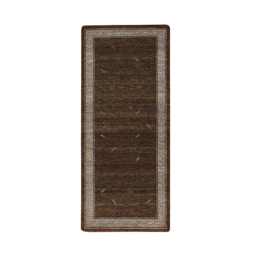 Shades of Brown, Khotan Influence All Over Intricate Design, Zero Pile, 100% Wool, Hand Knotted, Runner, Oriental 