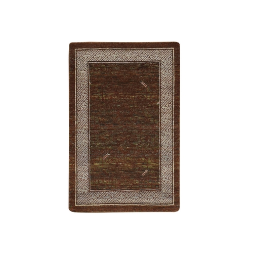 Shades of Brown, Khotan Influence All Over Intricate Design, Zero Pile, 100% Wool, Hand Knotted, Sample, Mat, Oriental 