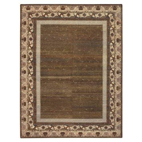 Shades of Brown, Khotan Influence All Over Intricate Design, Zero Pile, 100% Wool, Hand Knotted, Oriental 