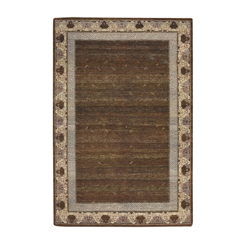 Shades of Brown, Khotan Influence All Over Intricate Design, Zero Pile, 100% Wool, Hand Knotted, Oriental 
