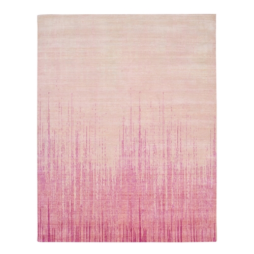 Shades of Pink, Vertical Ombre Design, Natural Wool, Hand Knotted, Oriental 