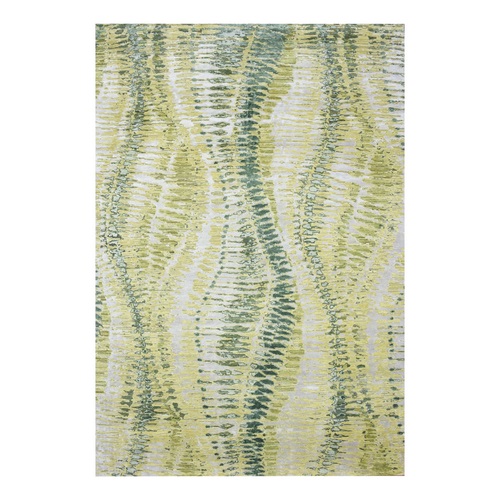 Shades of Green, Crocodile Safari Design, Hand Knotted, 100% Silk, Densely Woven, Oriental 
