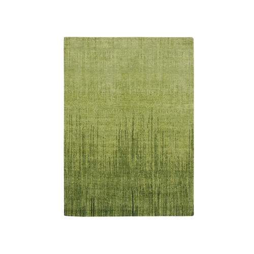 Pickle Green, Densely Woven, Vertical Ombre Design, Hand Knotted, Soft and Vibrant Wool, Oriental 