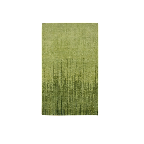 Pickle Green, Soft and Vibrant Wool, Vertical Ombre Design, Hand Knotted, Densely Woven, Oriental 
