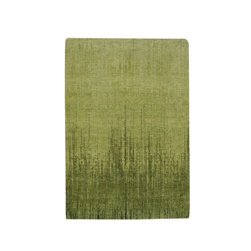 Pickle Green, Hand Knotted, Soft and Vibrant Wool, Vertical Ombre Design, Densely Woven, Oriental 