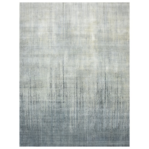 Shades of Gray, Vertical Ombre Design, Densely Woven, Hand Knotted, Soft Wool, XL, Oversized, Oriental 