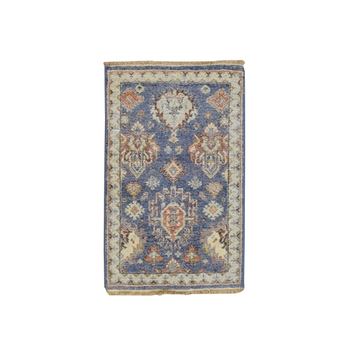 Imperial Blue, Northwest Persian Design with All Over Geometric Elements, Hand Knotted, 100% Wool, Thick and Plush, Mat, Sample, Oriental 