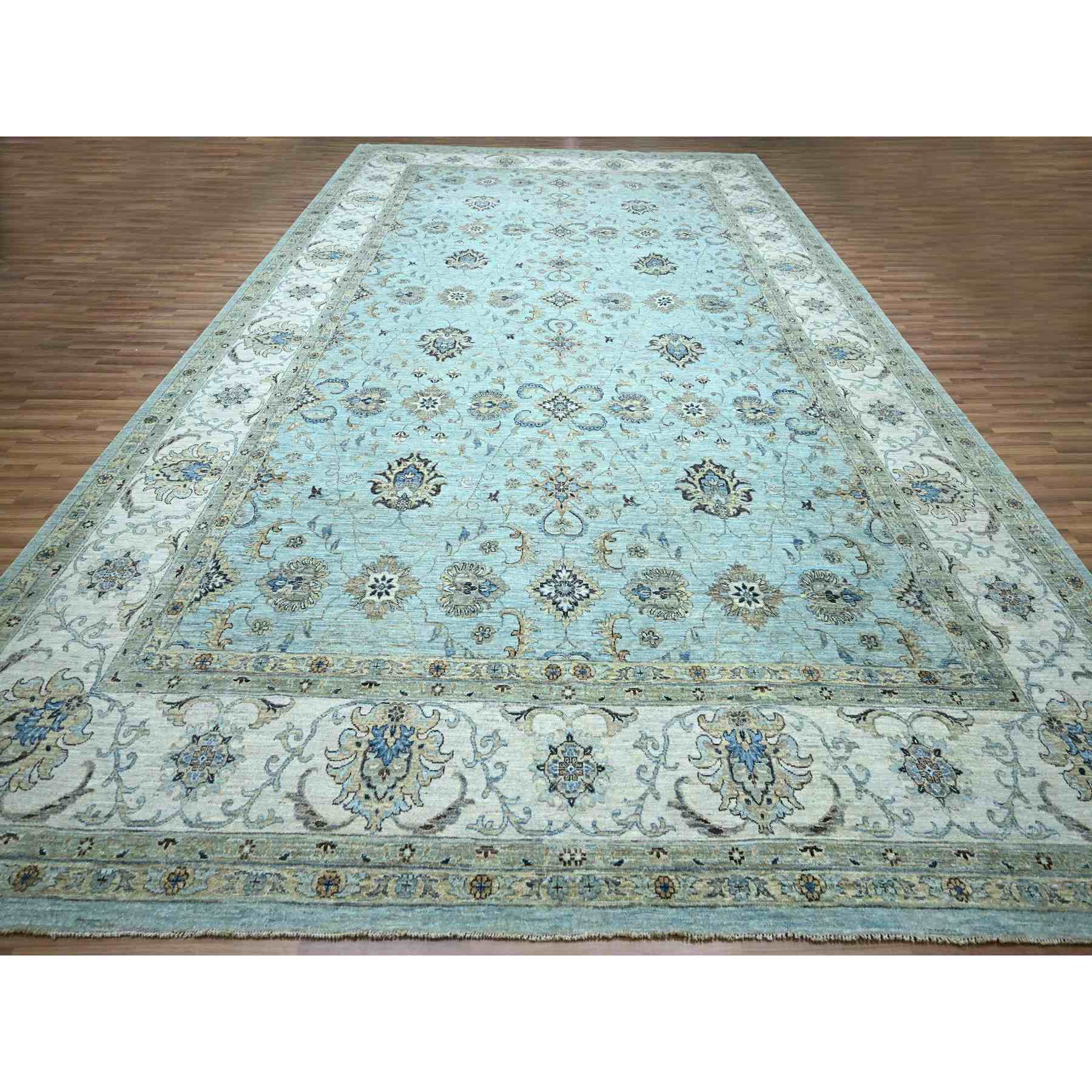 Oushak-And-Peshawar-Hand-Knotted-Rug-380530