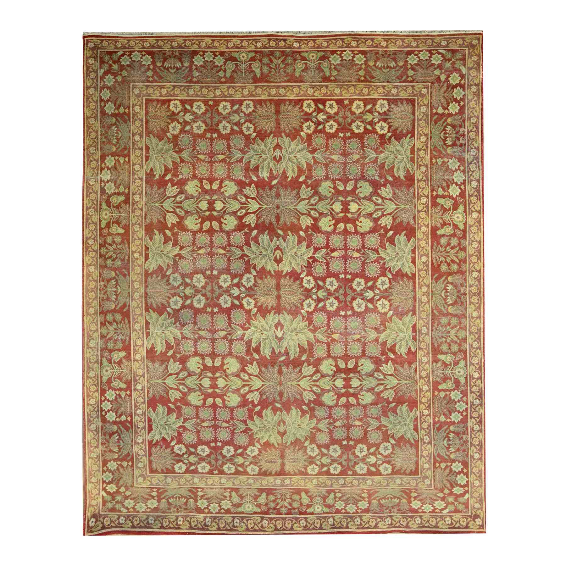 Oushak-And-Peshawar-Hand-Knotted-Rug-381730