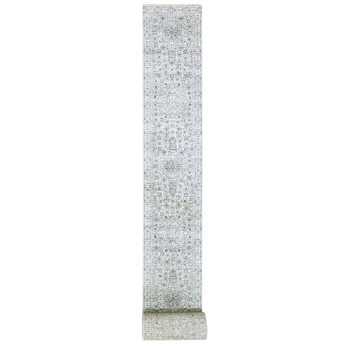 Daisy White, Mamluk Design, Pre Historic 14th Century Influence, Natural Dyes, Hand Knotted, Pure Wool, XL Runner, Oriental 