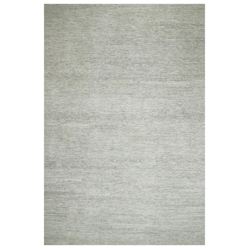 Nacre White, Modern Grass Design, Hand Knotted Extra Soft Wool, Organic Sustainable Textile, Oversized Tone on Tone Oriental Rug