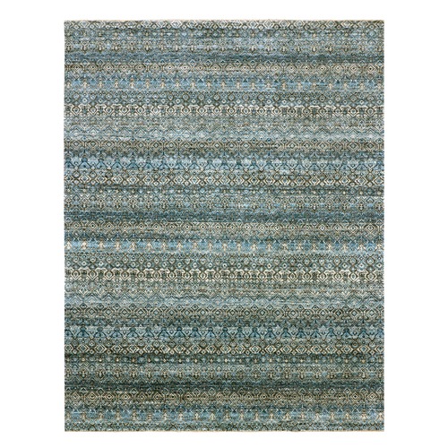 Quilt Blue, Hand Knotted Natural Wool, Borderless Kohinoor Herat Pattern With Small Repetitive Diamond Shape Design Tone On Tone, Soft Pile, Oriental Rug